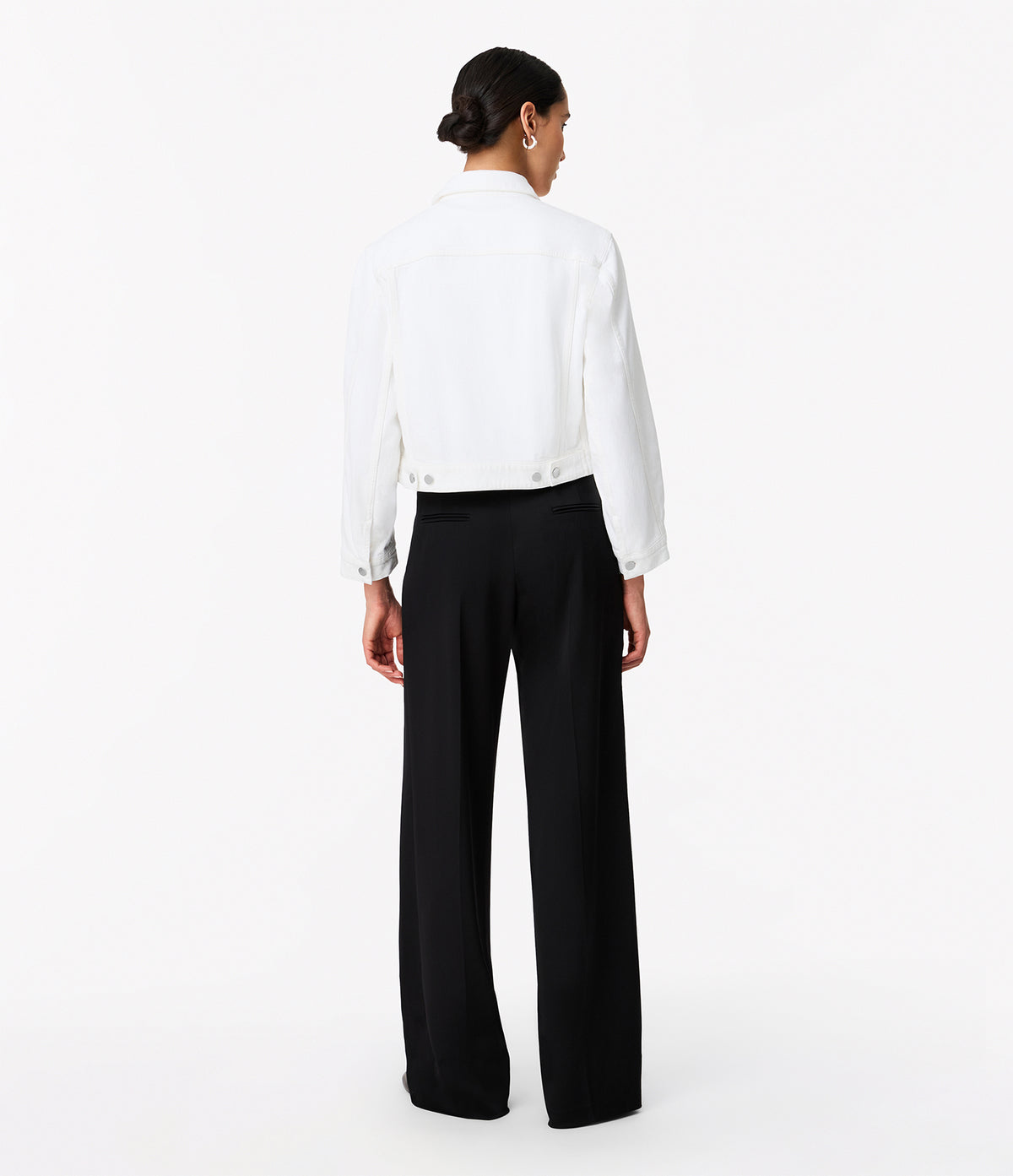 Another Tomorrow Cropped Denim Jacket in White – Denim Women's Jacket