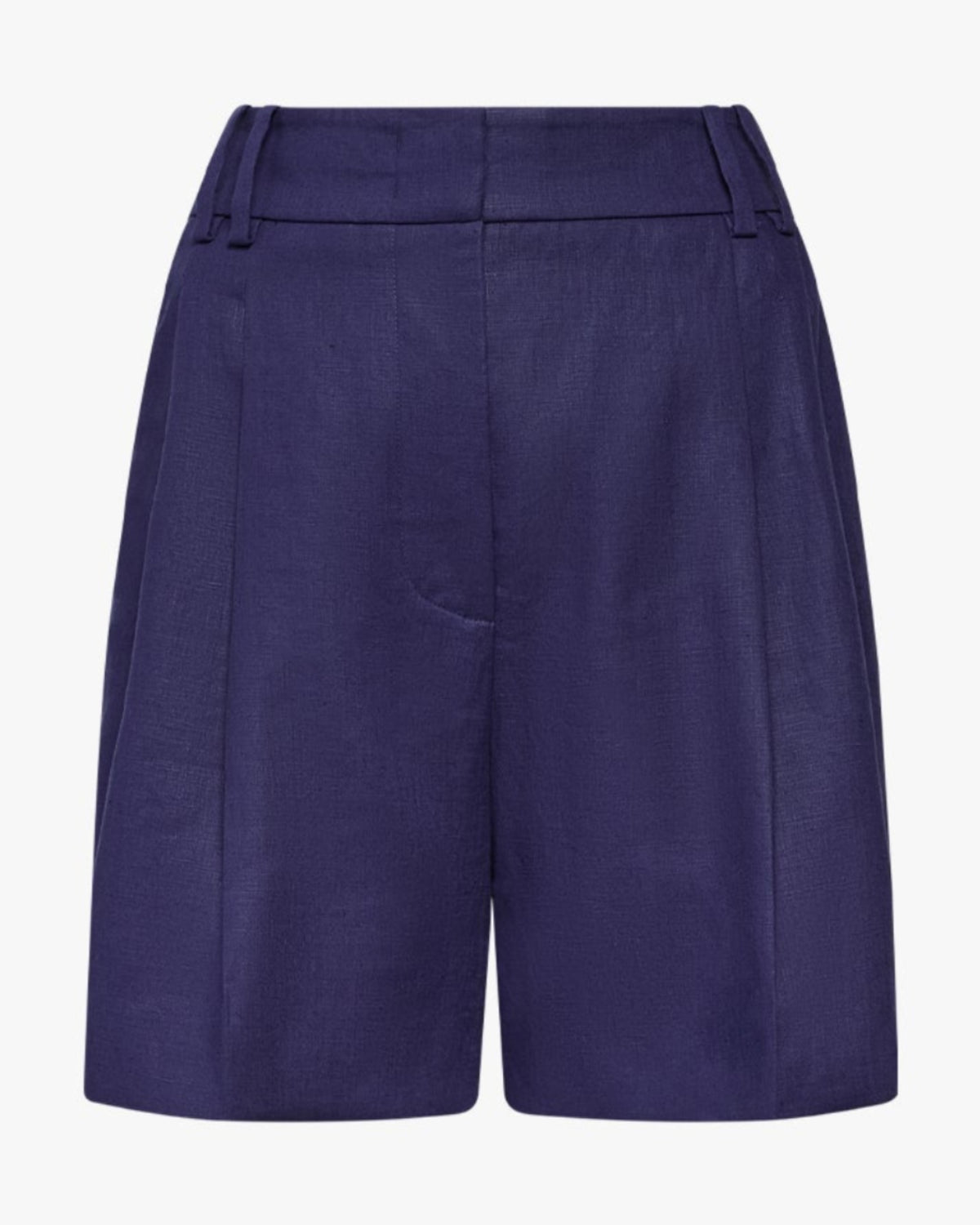 Another Tomorrow Linen Pleated Short in Indigo – Linen Women's Trousers