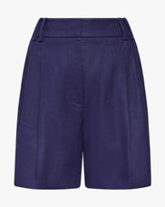 Linen Pleated Short | Indigo