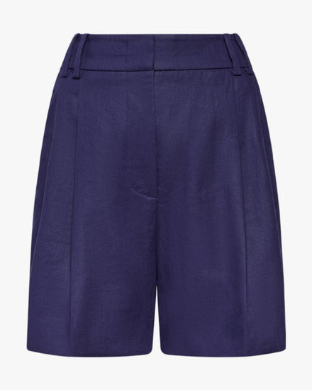 Linen Pleated Short | Indigo