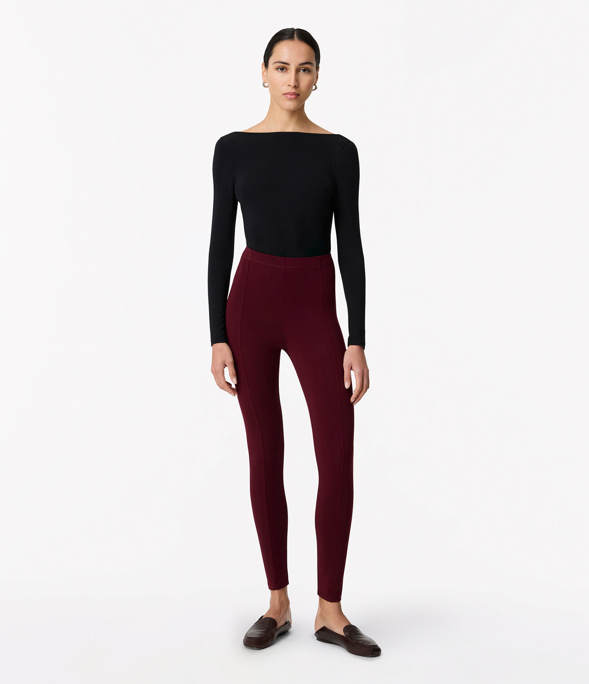 Another Tomorrow Seamed Legging in Aubergine – Jersey Women's Trousers