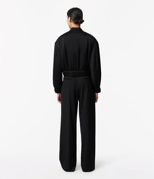 Another Tomorrow Satin Bomber in Black – Satin Women's Outerwear