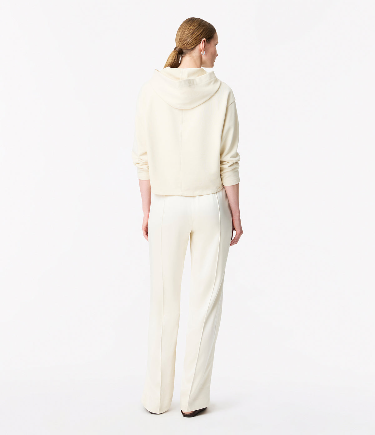Another Tomorrow Cropped Hoodie in Parchment – Cotton Women's Top