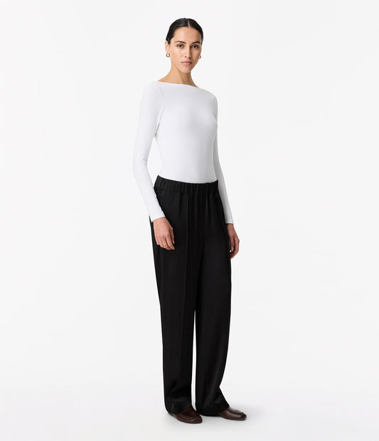 Another Tomorrow Satin Jogger in Black – Satin Women's Trousers