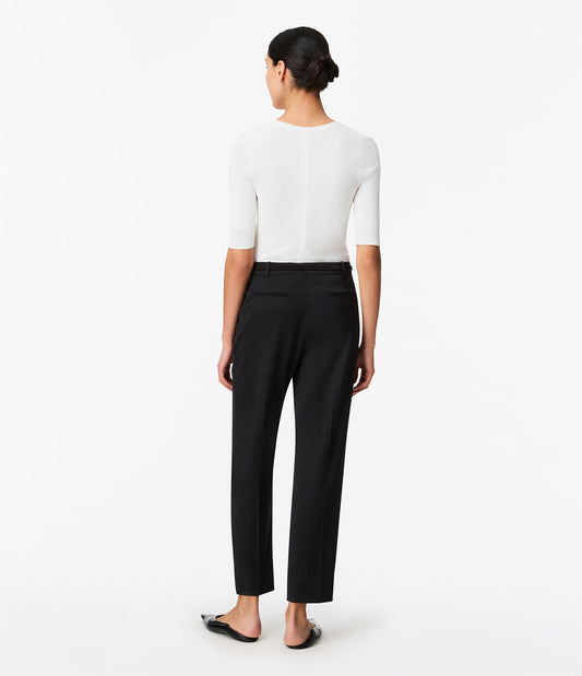 Another Tomorrow Peg Trouser in Black – Wool Women's Trousers