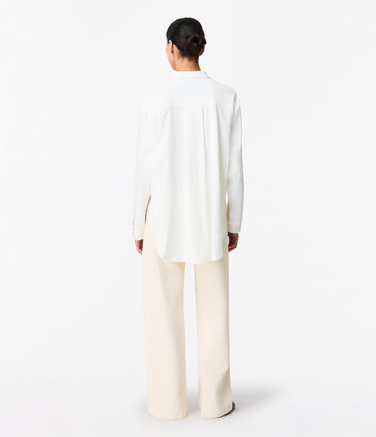 Another Tomorrow Pleat Back Hemp Shirt in Off White – Viscose Women's Top