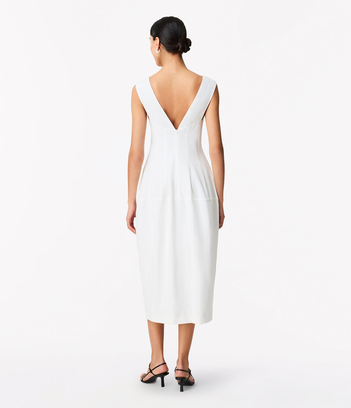Another Tomorrow Seamed Dress in Off White – Viscose Women's Dress