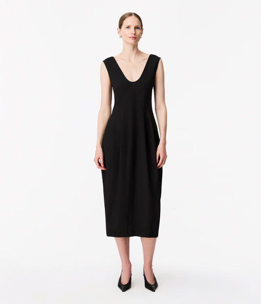 Another Tomorrow Seamed Dress in Black – Viscose Women's Dress