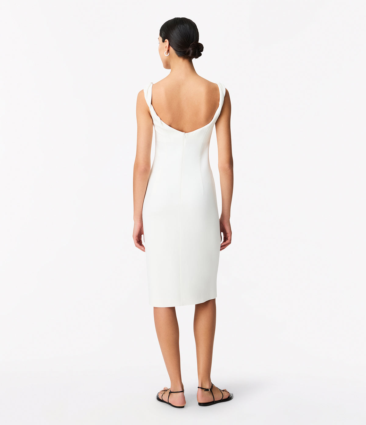 Another Tomorrow Twist Bias Dress in Off White – Crêpe Women's Dress
