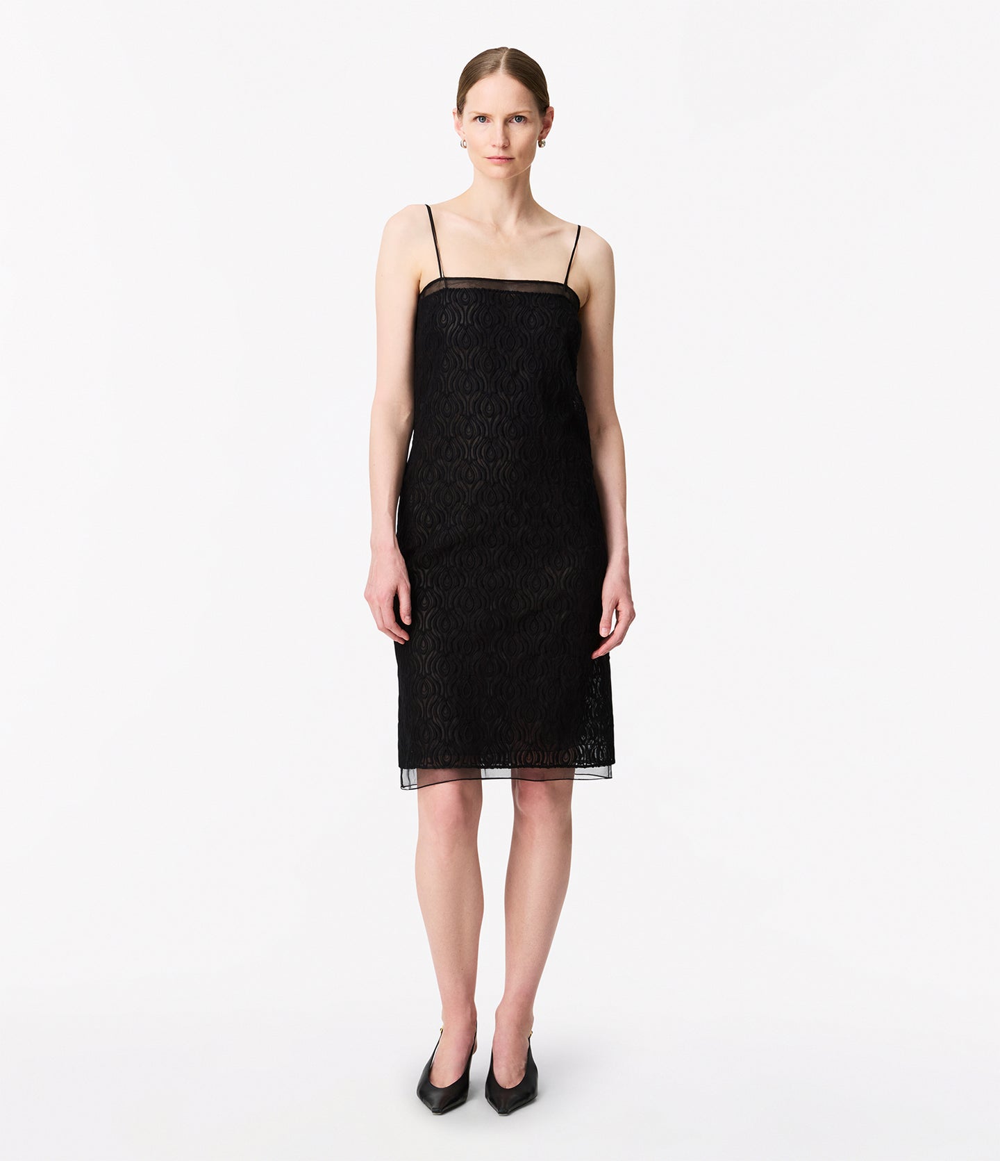 Another Tomorrow Silk Embroidered Dress | Black Size 40 Another Tomorrow Silk Embroidered Dress | Black Size 40