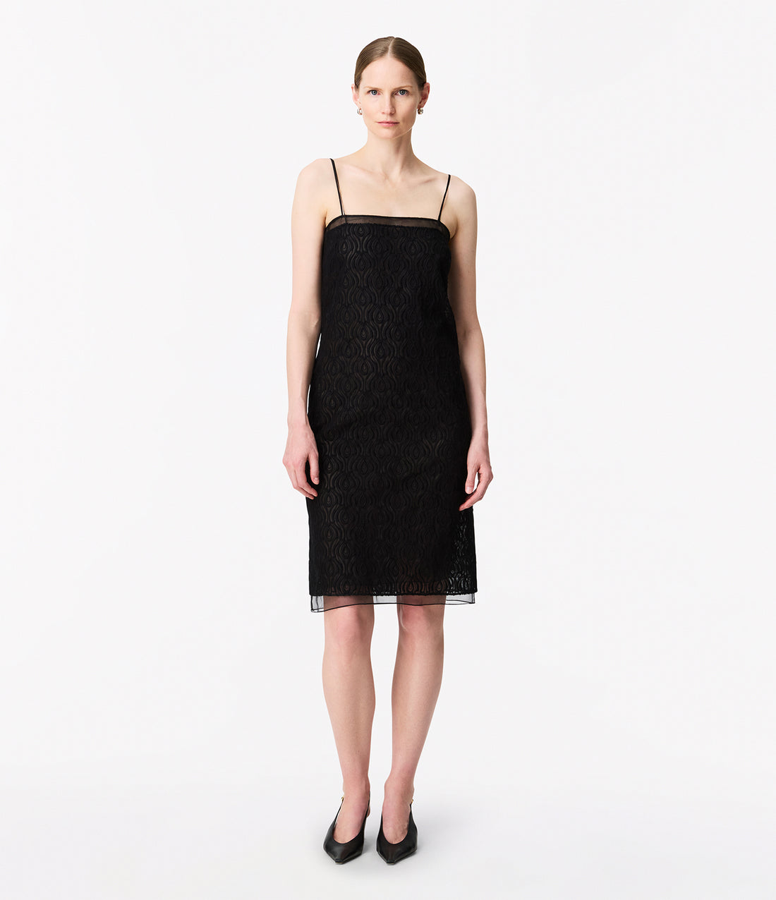 Silk Embroidered Dress | Black