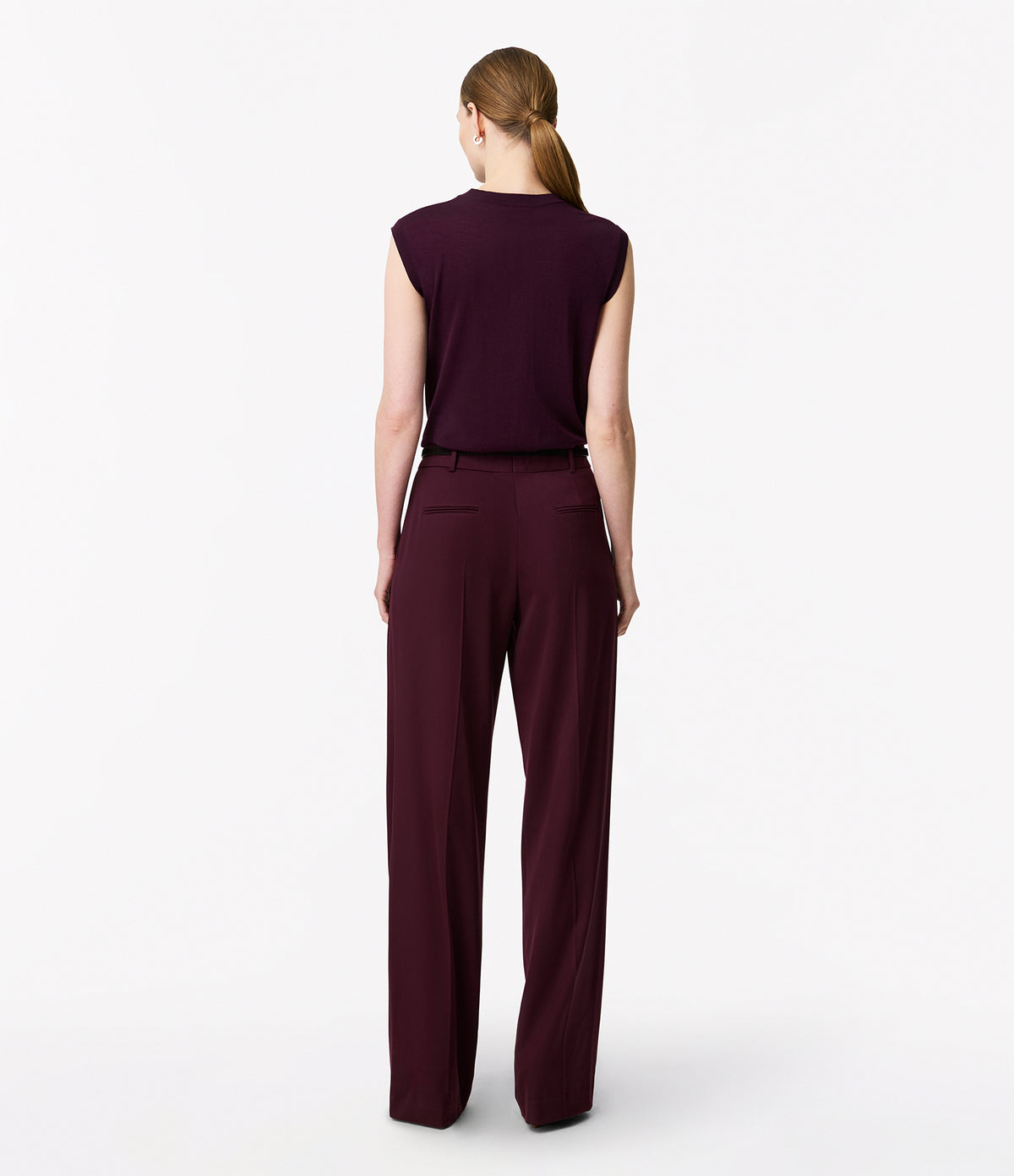 Another Tomorrow Featherweight Shell in Plum – Wool Women's Top
