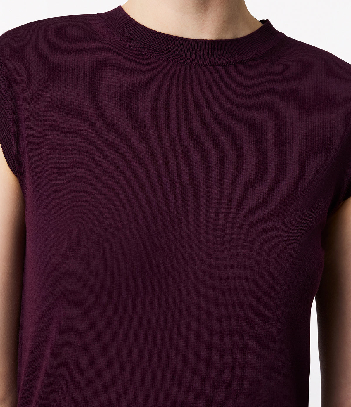 Another Tomorrow Featherweight Shell in Plum – Wool Women's Top