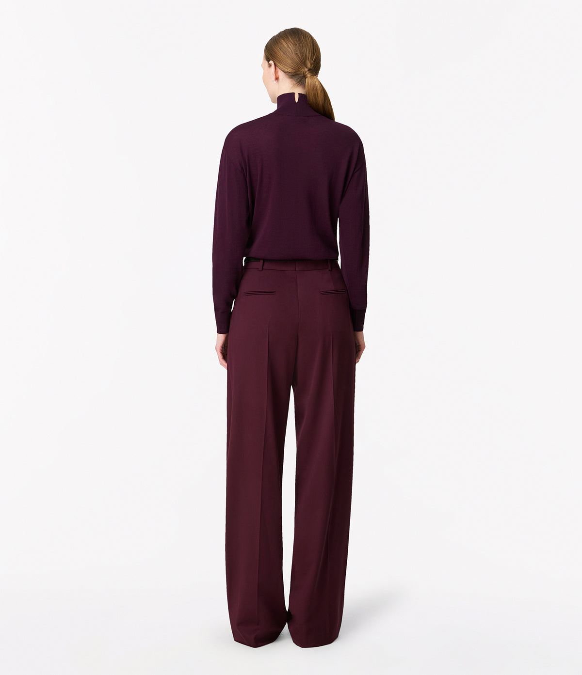 Another Tomorrow Featherweight Turtleneck in Plum – Wool Women's Knitwear