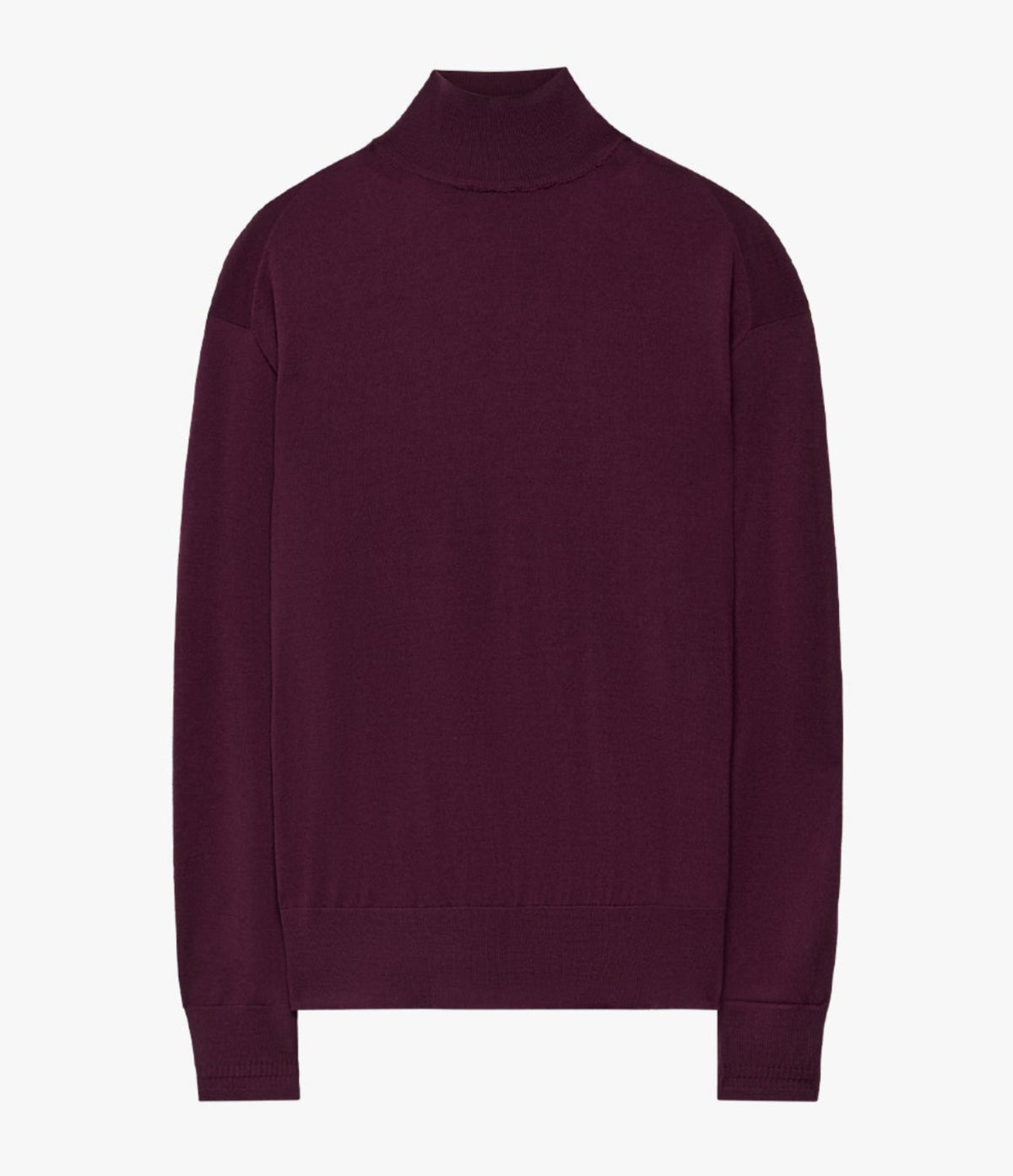 Another Tomorrow Featherweight Turtleneck in Plum – Wool Women's Knitwear