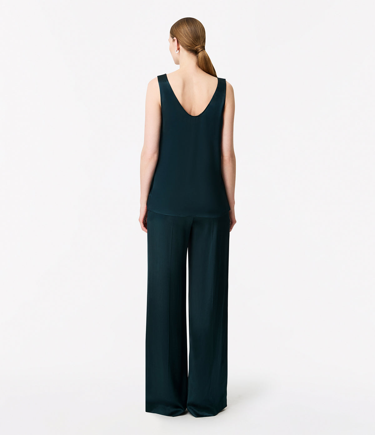 Another Tomorrow Tank Blouse in Juniper – Satin Women's Top