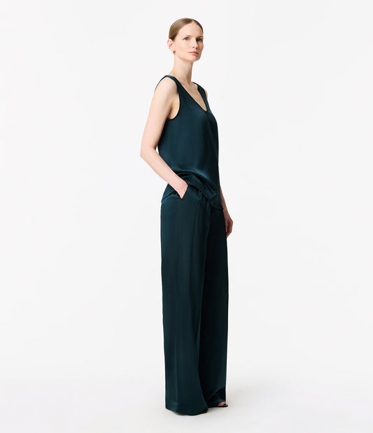 Another Tomorrow Tank Blouse in Juniper – Satin Women's Top