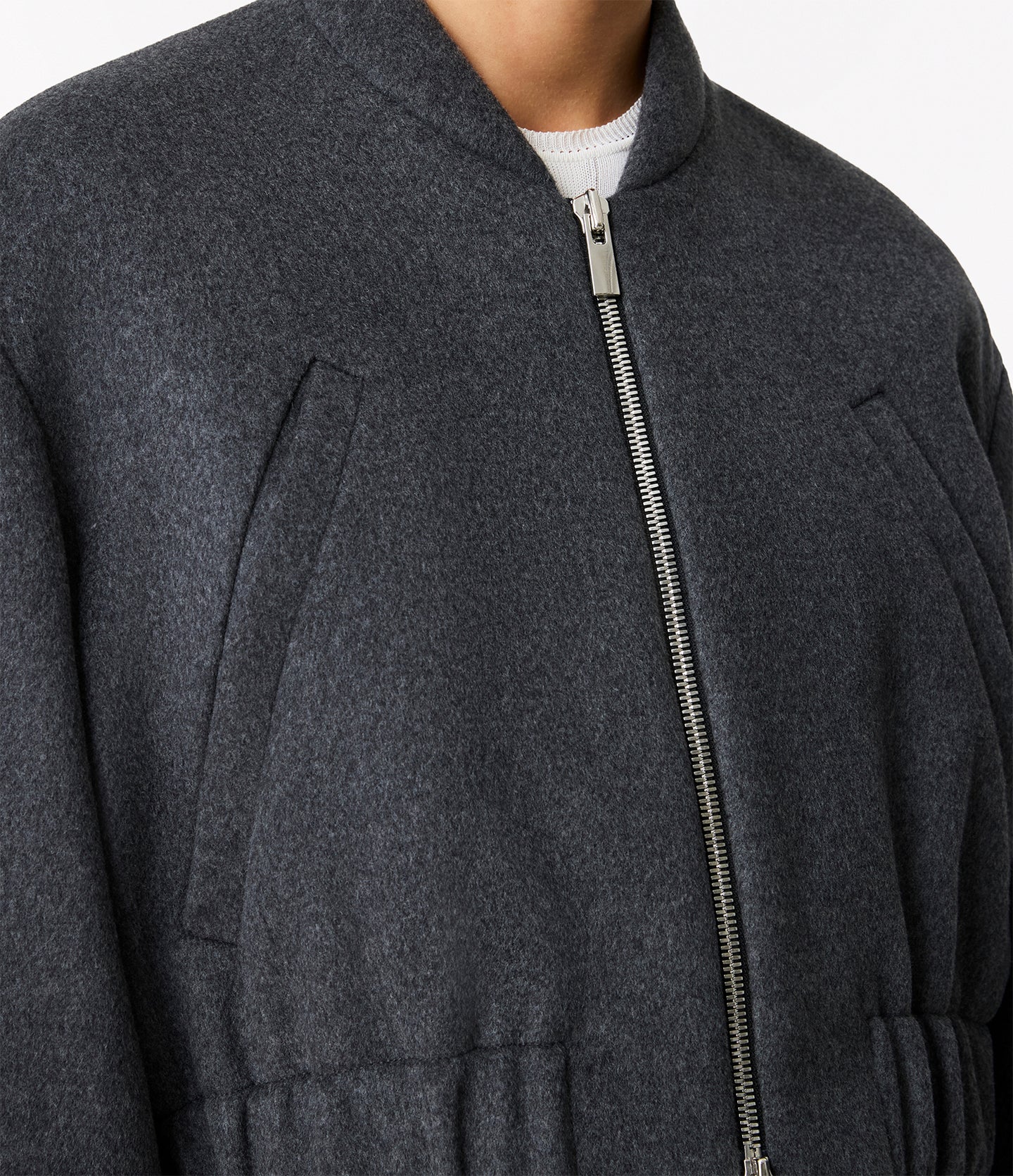 Wool Bomber Jacket | Light Grey Melange