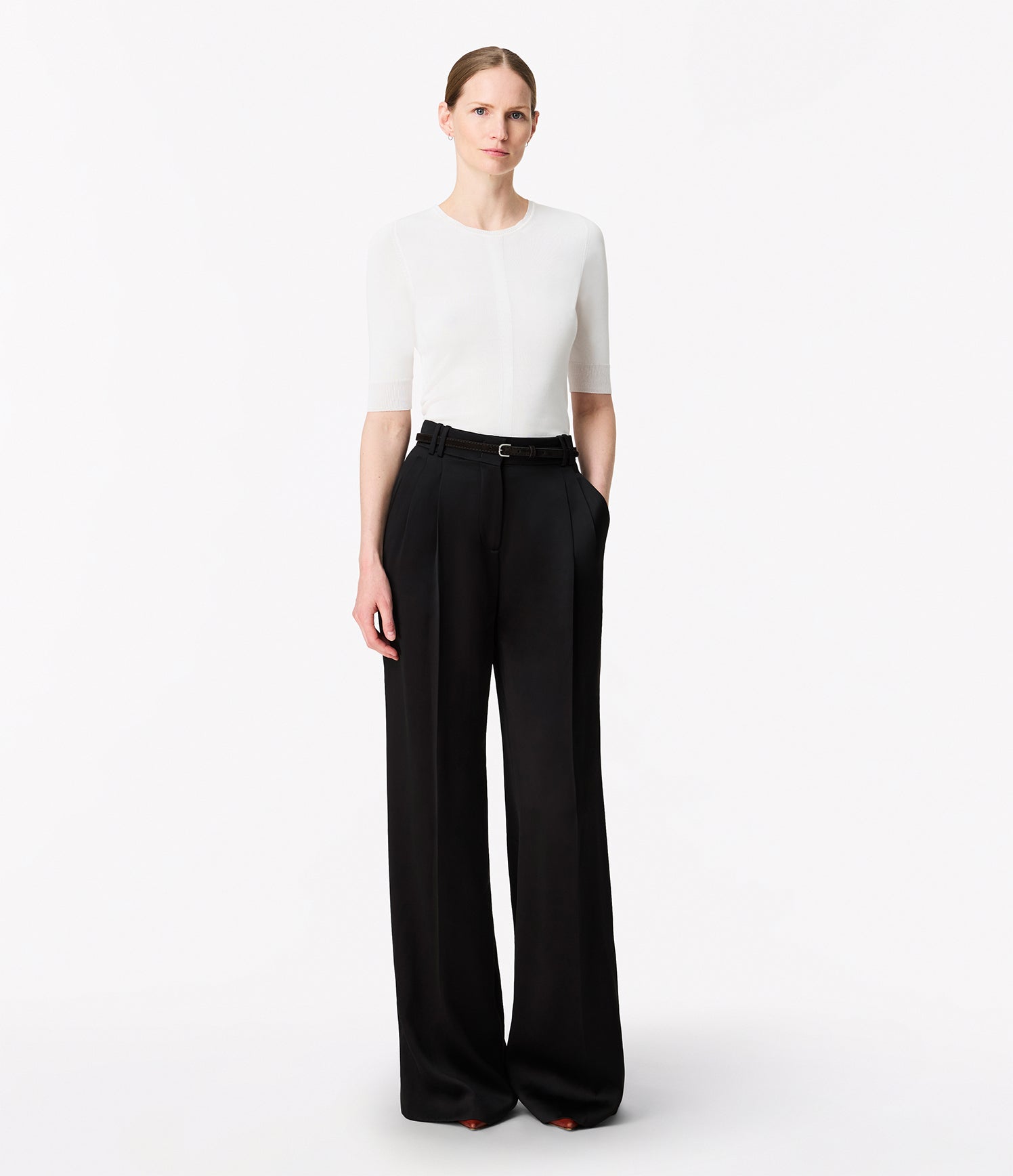 Satin Pleated Trouser | Black – Another Tomorrow
