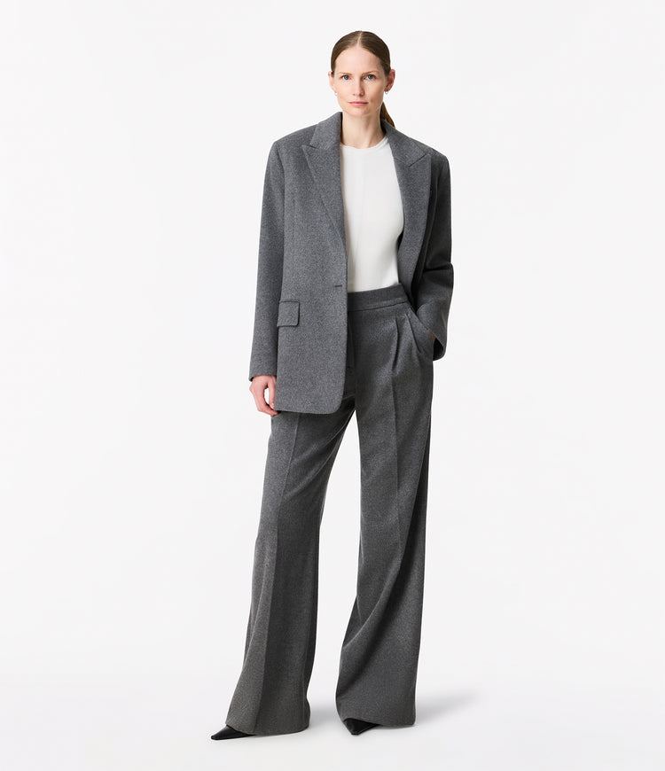 Another Tomorrow Tailored Cashmere Jacket in Medium Melange Grey – Cashmere Women's Jacket