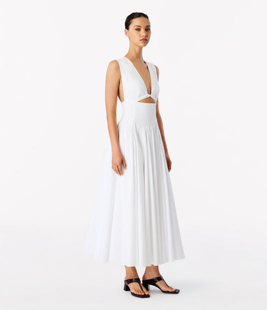 Another Tomorrow Cutout Circle Dress in White – Cotton Women's Dress