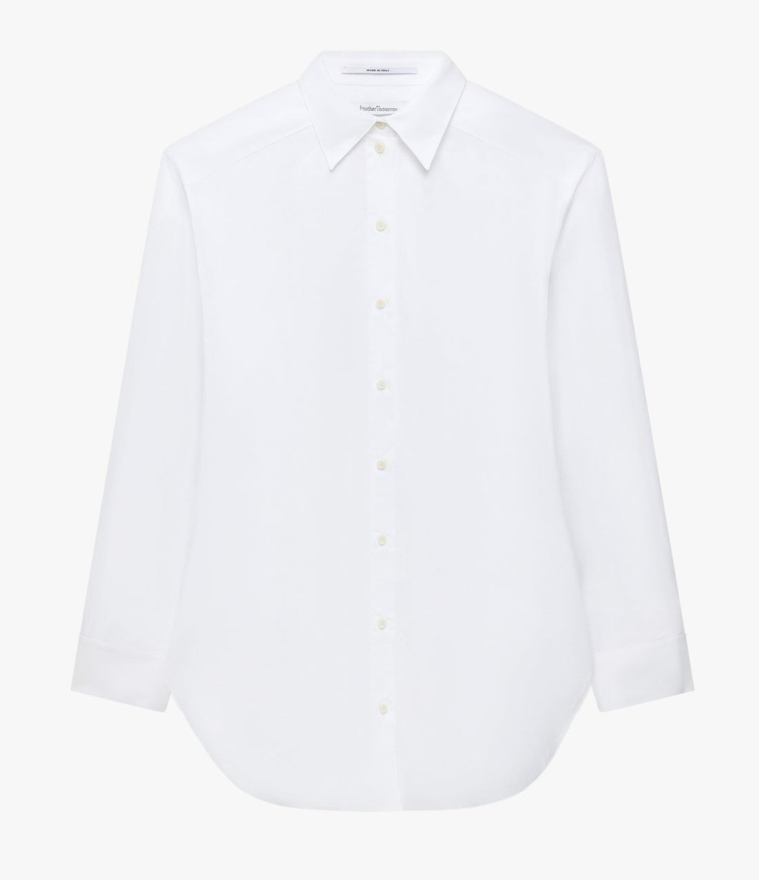 Another Tomorrow Pleat Back Poplin Shirt in White – Cotton Women's Top