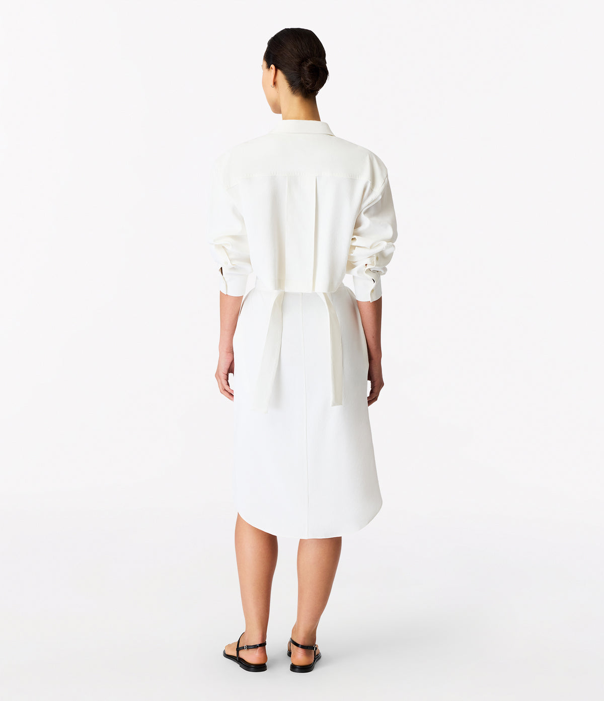 Another Tomorrow Pleat Back Shirt Dress in Off White – Viscose Women's Dress