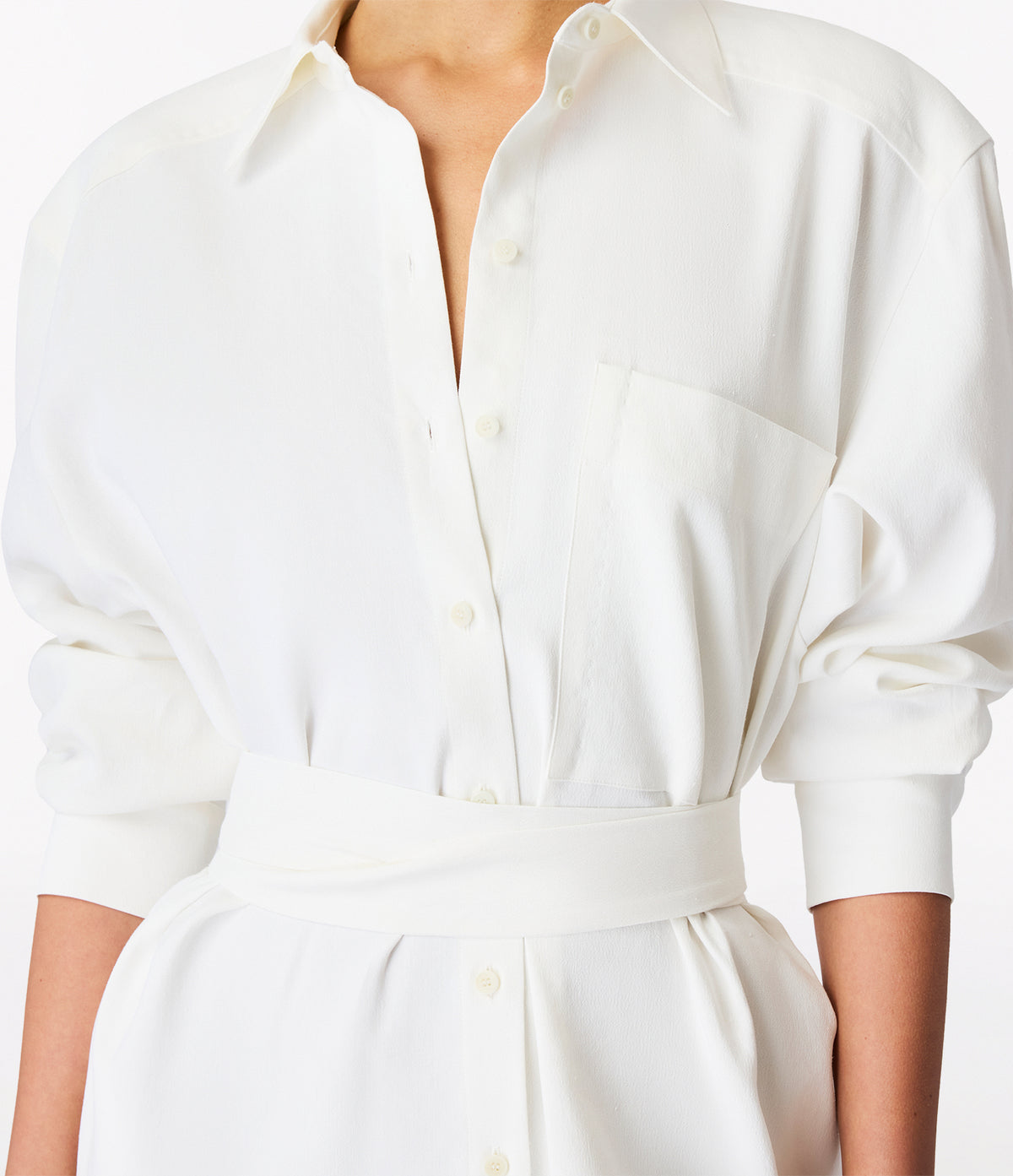 Another Tomorrow Pleat Back Shirt Dress in Off White – Viscose Women's Dress