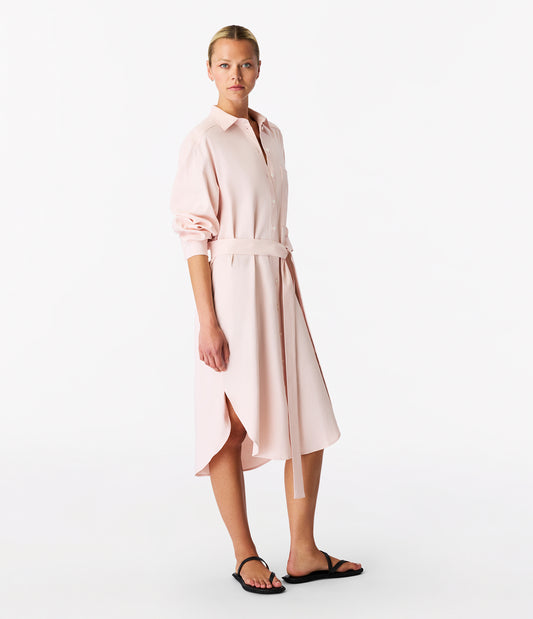 Another Tomorrow Pleat Back Shirt Dress in Quartz – Viscose Women's Dress