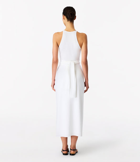 Another Tomorrow Sarong Tie Dress in White – Cotton Women's Dress