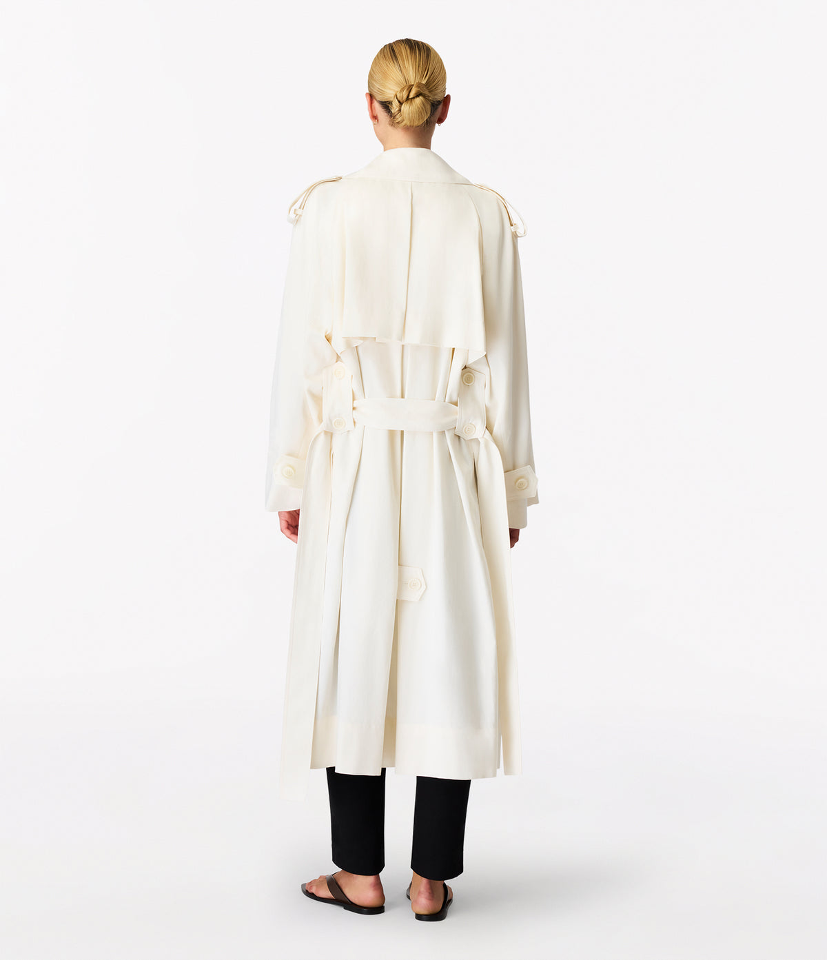 Another Tomorrow Soft Trench in Off White – Cotton Women's Outerwear
