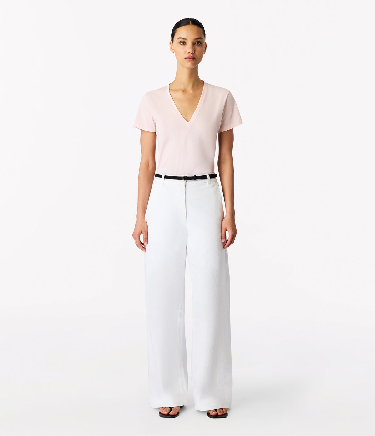Another Tomorrow V-Neck Tee in Quartz – Cotton Women's Top
