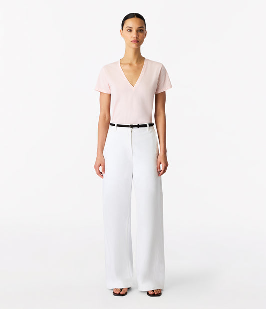 Another Tomorrow V-Neck Tee in Quartz – Cotton Women's Top
