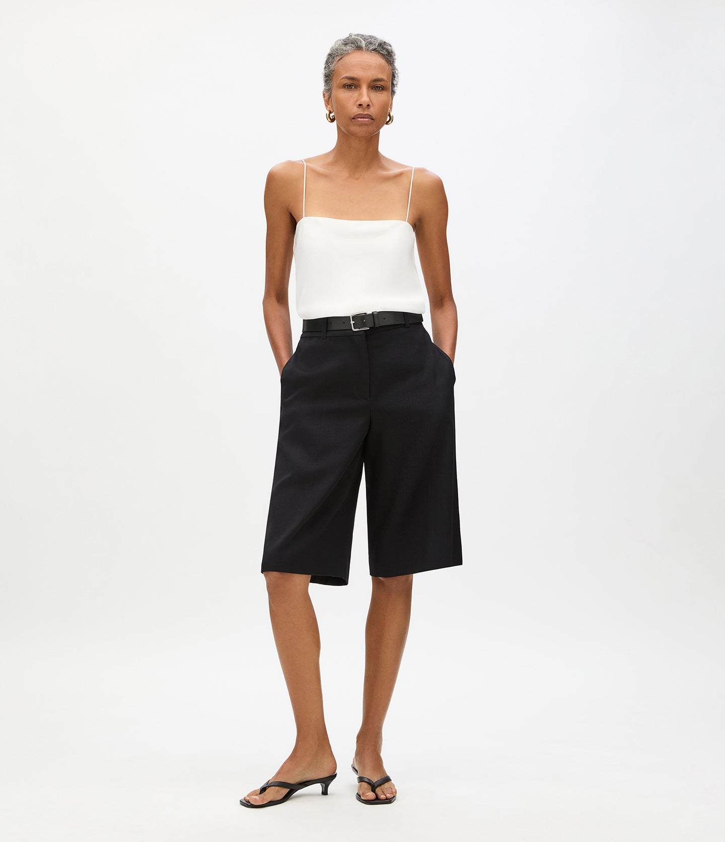 Another Tomorrow Bermuda Short in Black – Cotton Women's Trousers