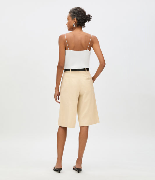 Another Tomorrow Bermuda Short in Sand – Cotton Women's Trousers