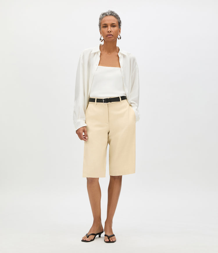 Another Tomorrow Bermuda Short in Sand – Cotton Women's Trousers
