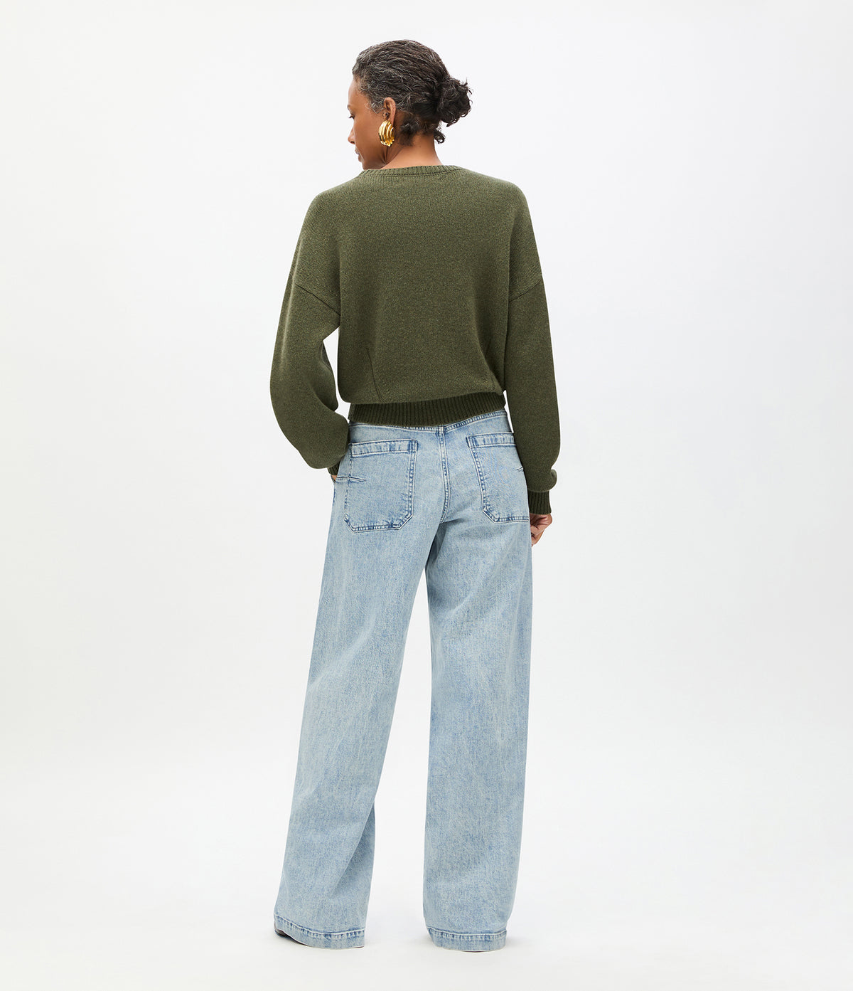 Another Tomorrow Cashmere Knit Sweatshirt in Moss – Cashmere Women's Knitwear