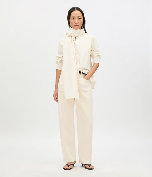 Chambray Bow Blouse | Ecru