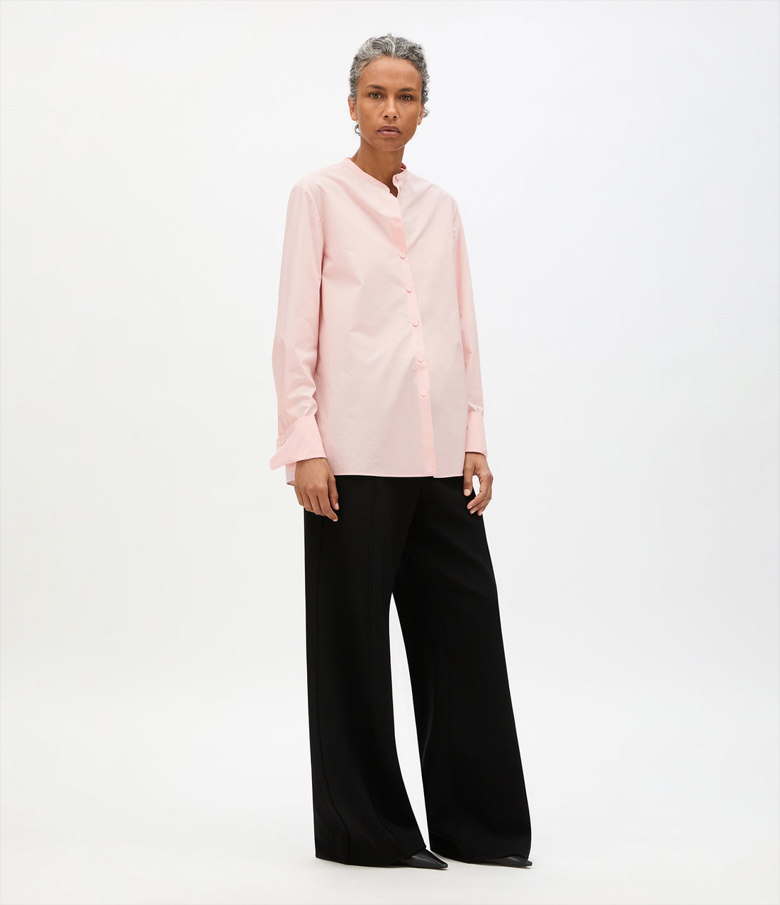 Collarless Blouse | Lotus Pink