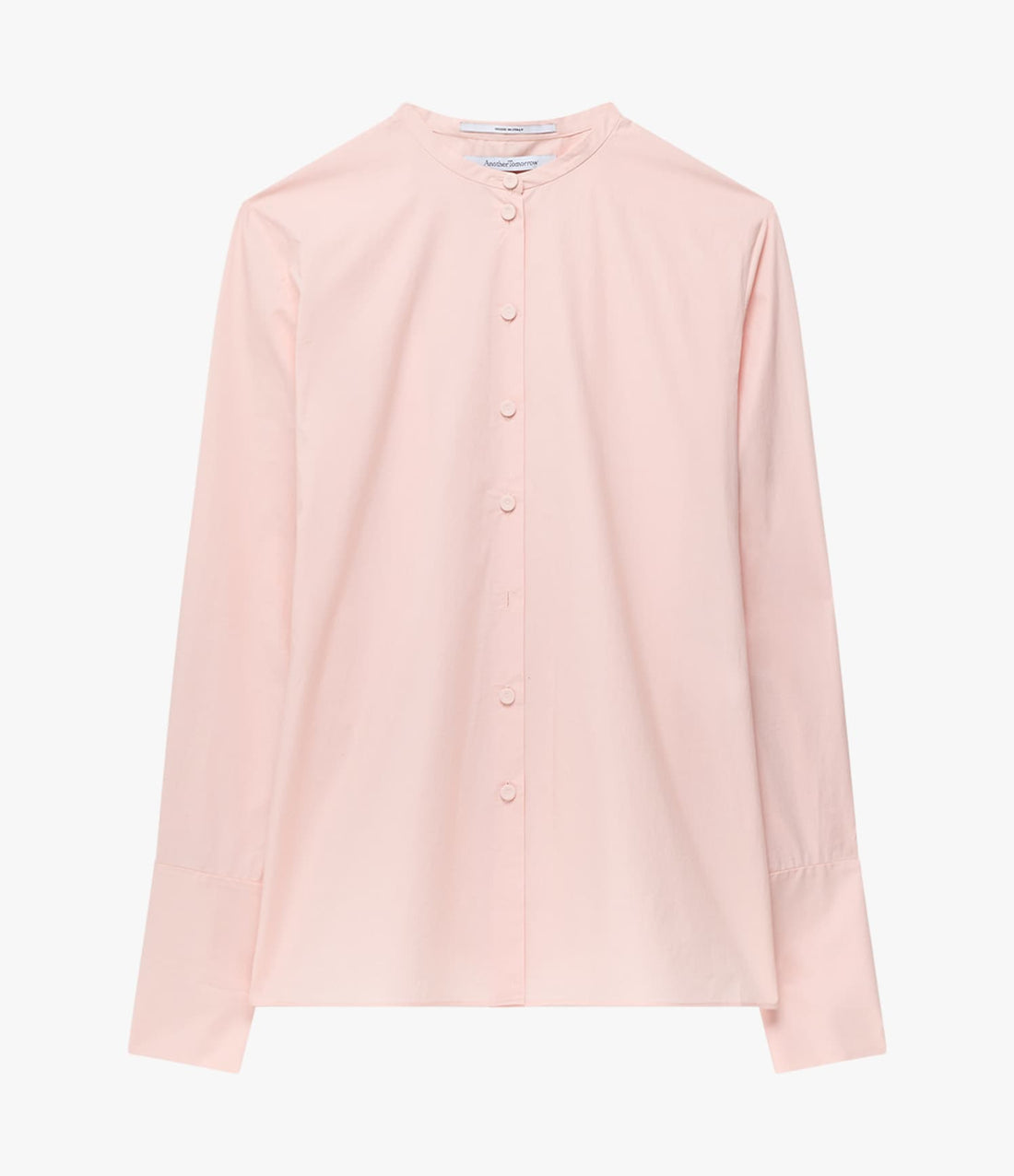 Another Tomorrow Collarless Blouse in Lotus Pink – Cotton Women's Top