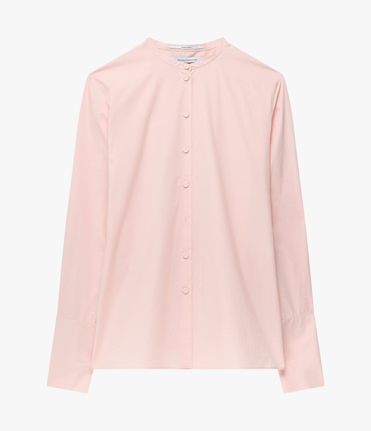 Another Tomorrow Collarless Blouse in Lotus Pink – Cotton Women's Top