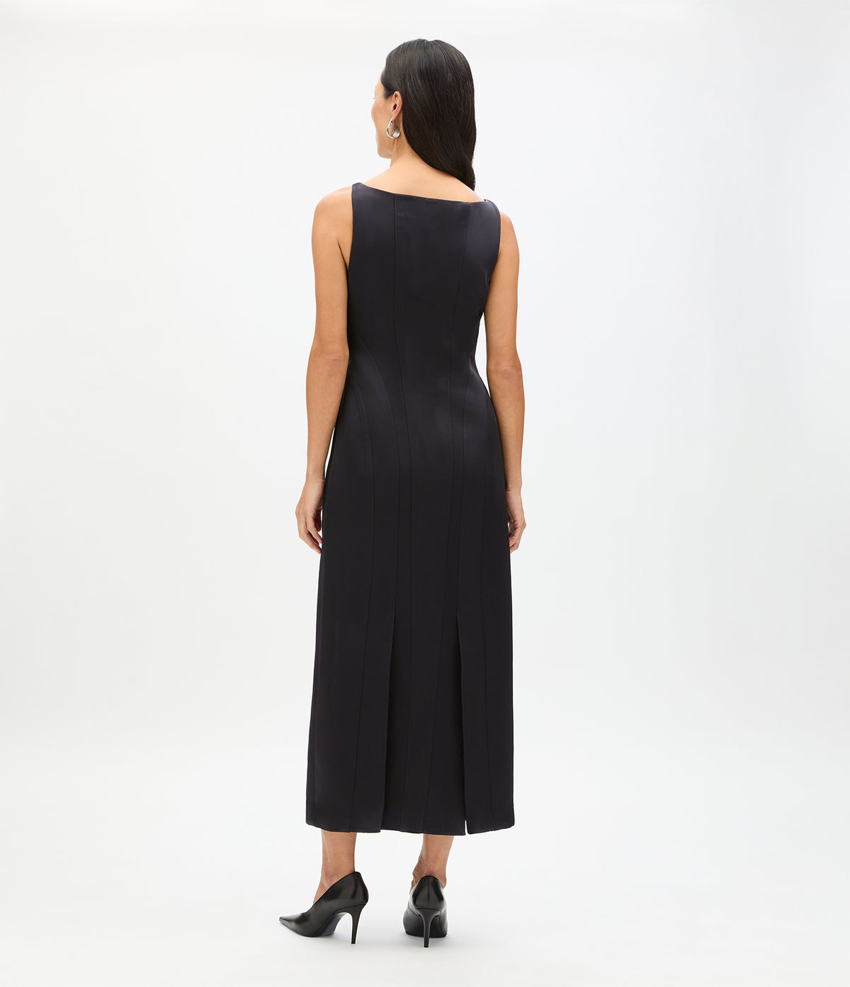 Another Tomorrow Contour Seamed Dress in Black – Satin Women's Dress