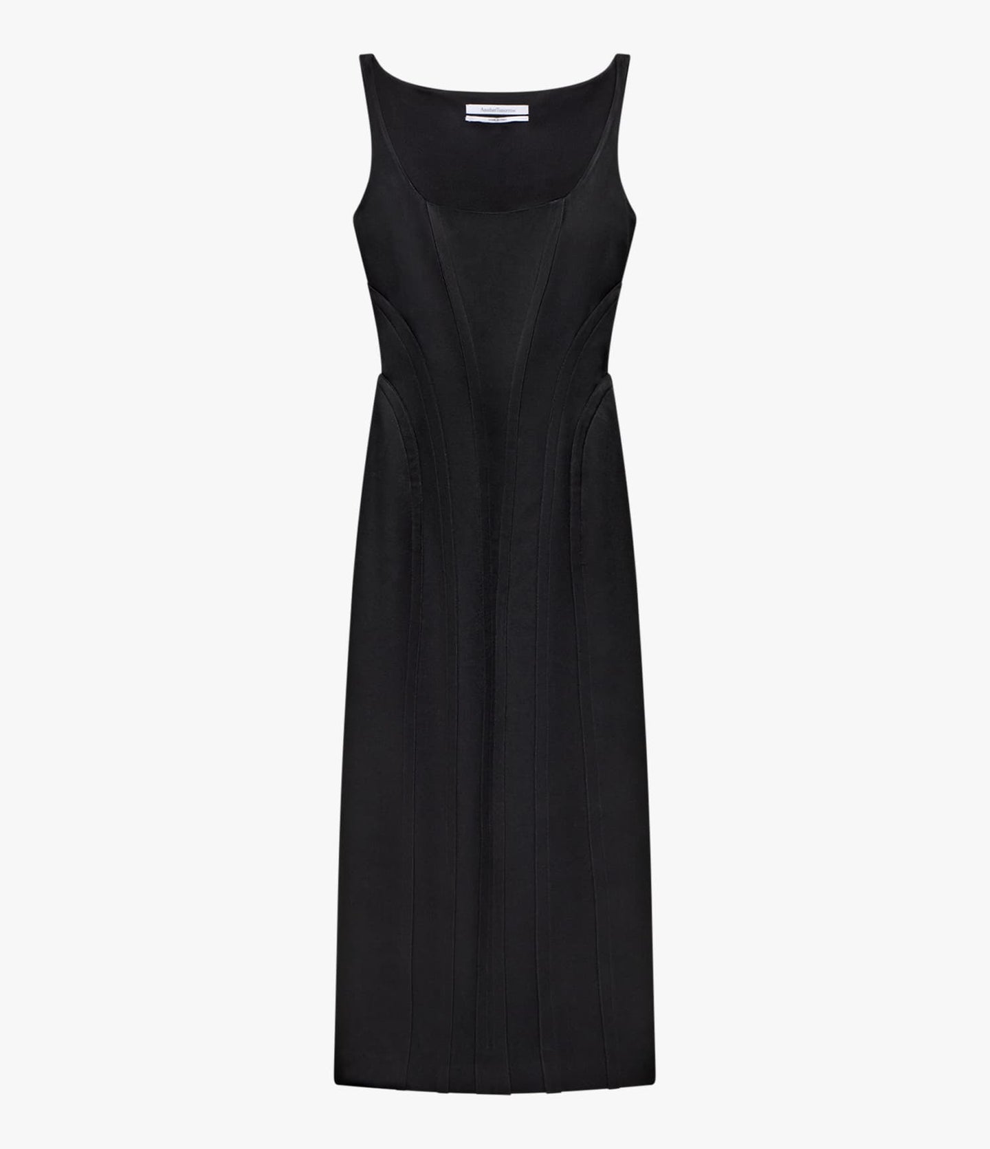 Another Tomorrow Contour Seamed Dress in Black – Satin Women's Dress