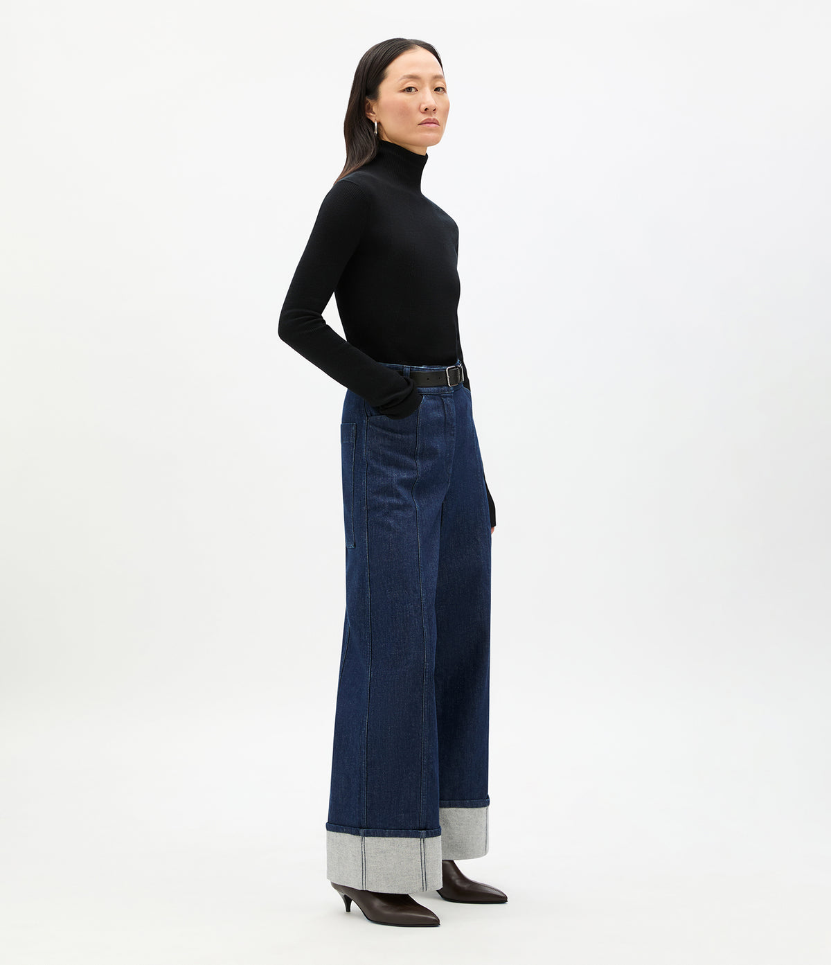 Another Tomorrow Denim Cuff Pant in Rinsed – Denim Women's Trousers