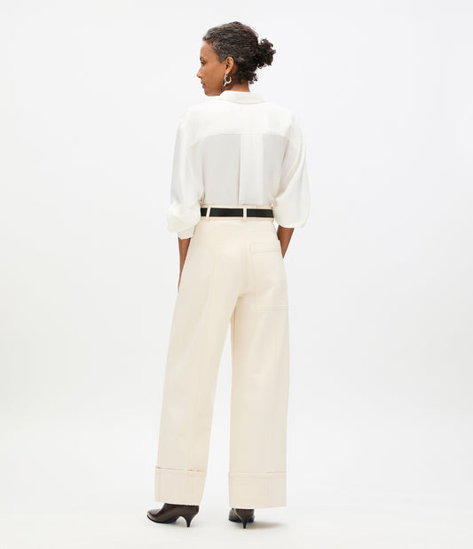 Another Tomorrow Denim Cuff Pant in Ecru – Denim Women's Trousers