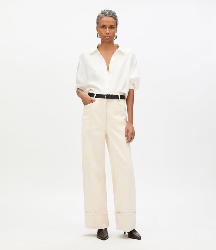 Denim Cuff Pant | Ecru
