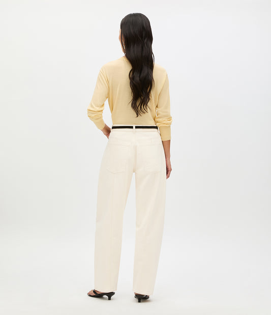 Another Tomorrow Curved Denim Pant in Ecru – Denim Women's Trousers