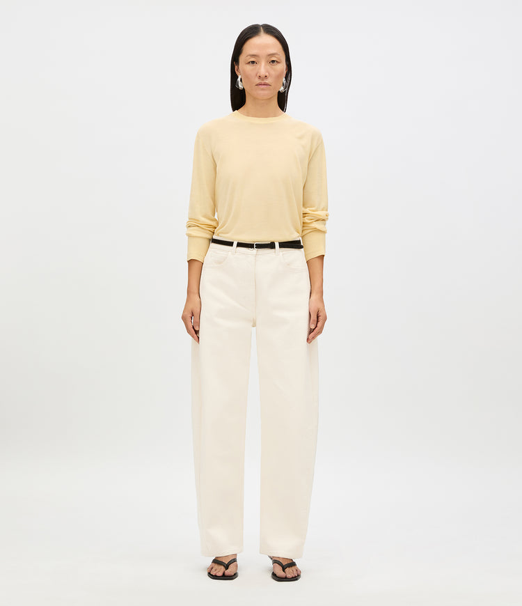 Curved Denim Pant | Ecru