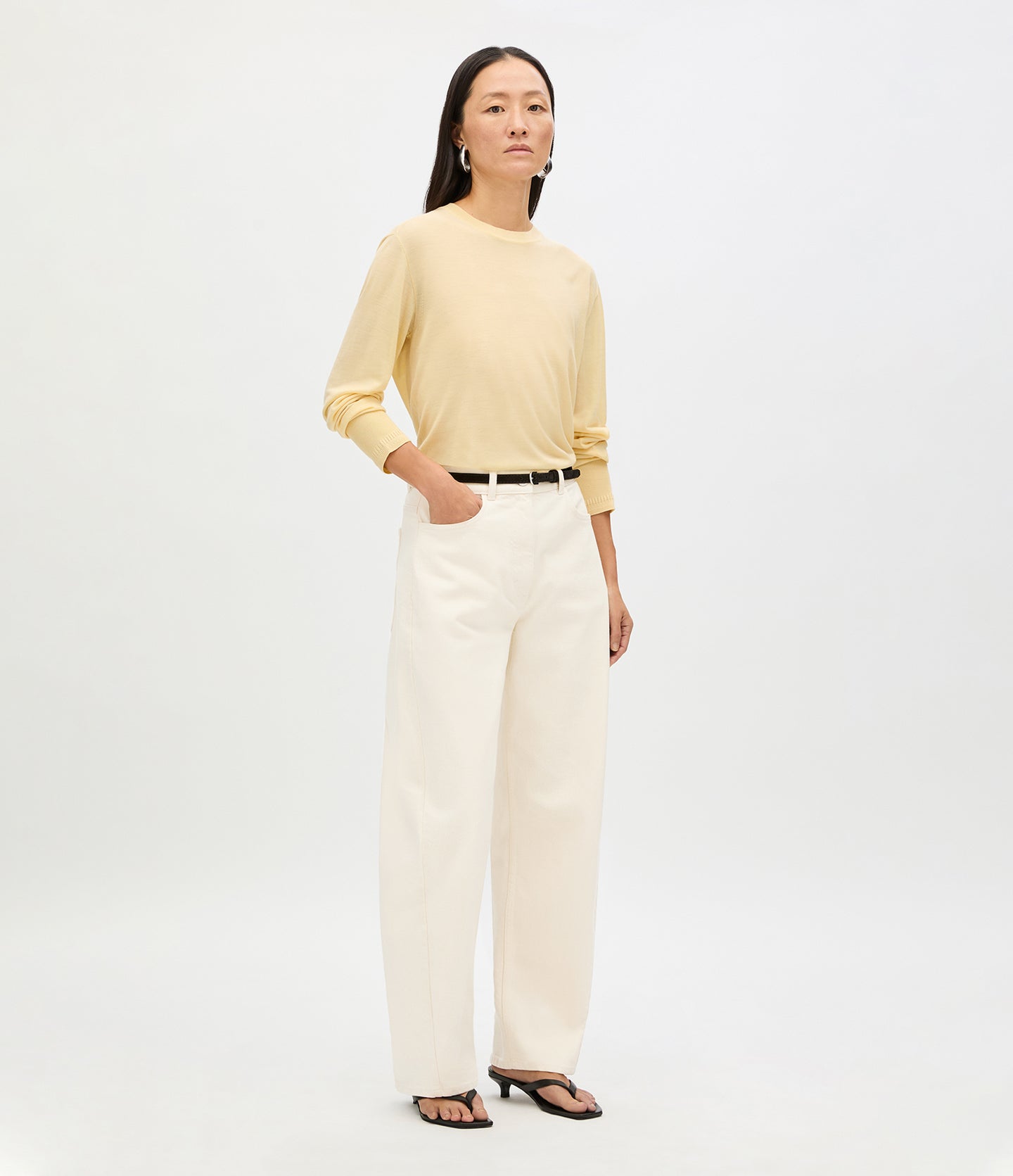 Denim Curved Pant | Ecru