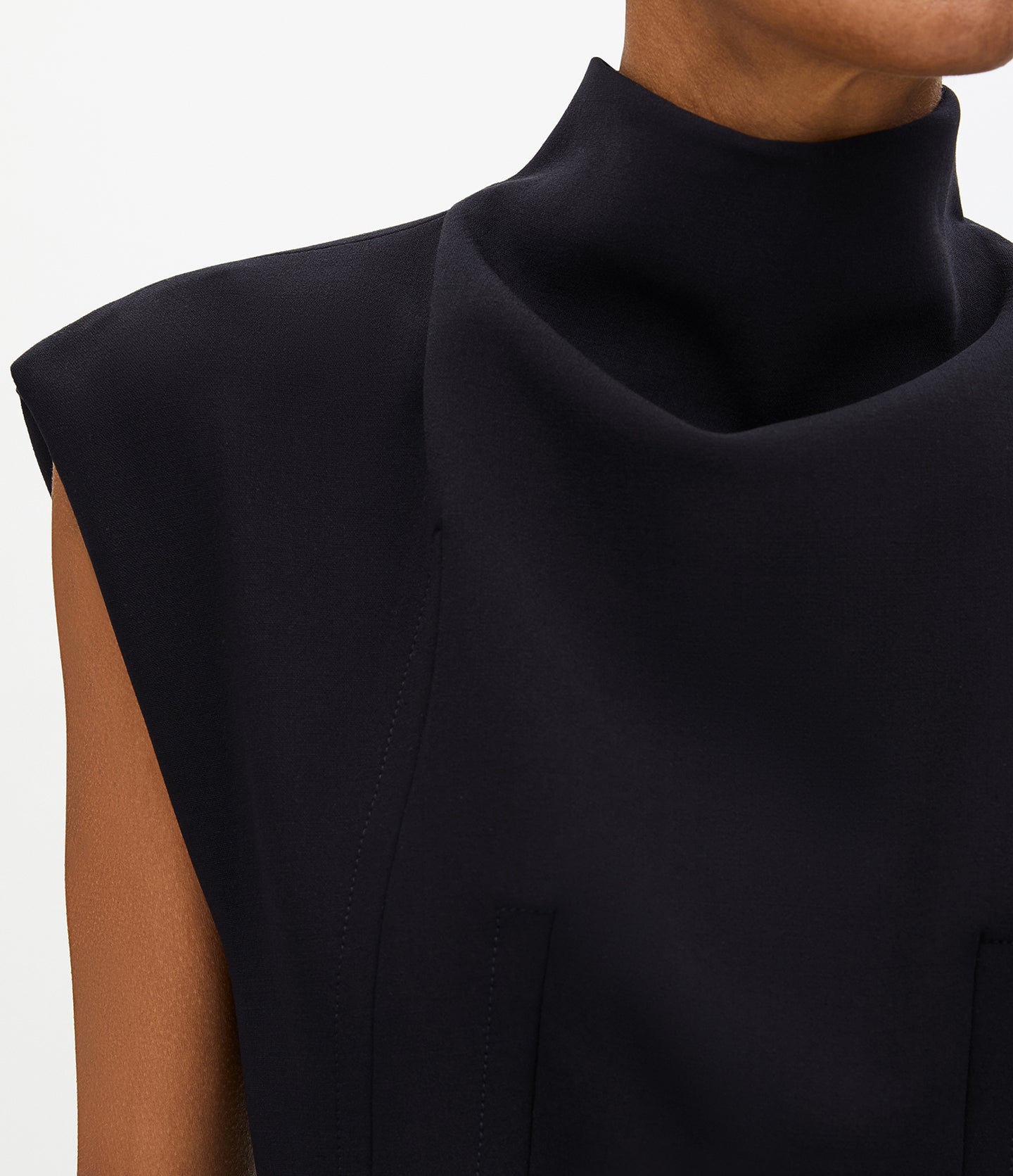 Double Face Cowl Dress | Black